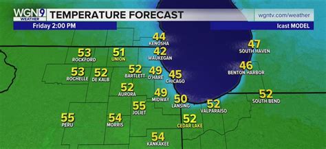 Friday Forecast: Temps in low 50s, cooler lakeside